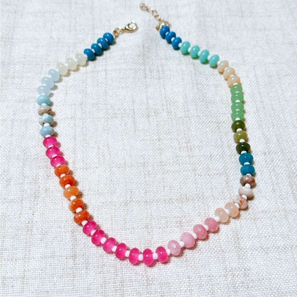 Boho summer beaded necklace N452 - Picture 2 of 3
